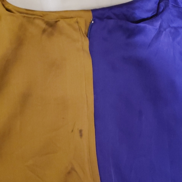 100% Silk COLOR Block Mary Jo Bruno Dress - Picture 5 of 6